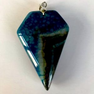 🌈Blue Agate rectangular pendant